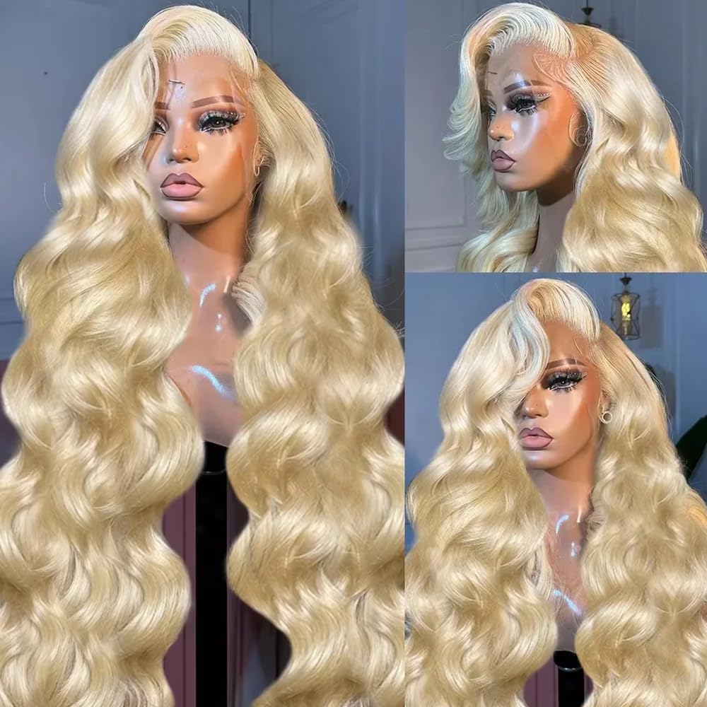 613 Blonde Body Wave Lace Front Wig - # 613 شعر مستعار بشري بتموجات