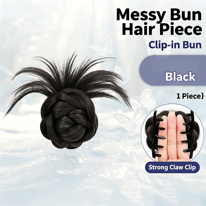 Claw Clip Messy Bun Hair Piece - قطعة شعر مجعدة ومزخرفة بمشبك تثبيت