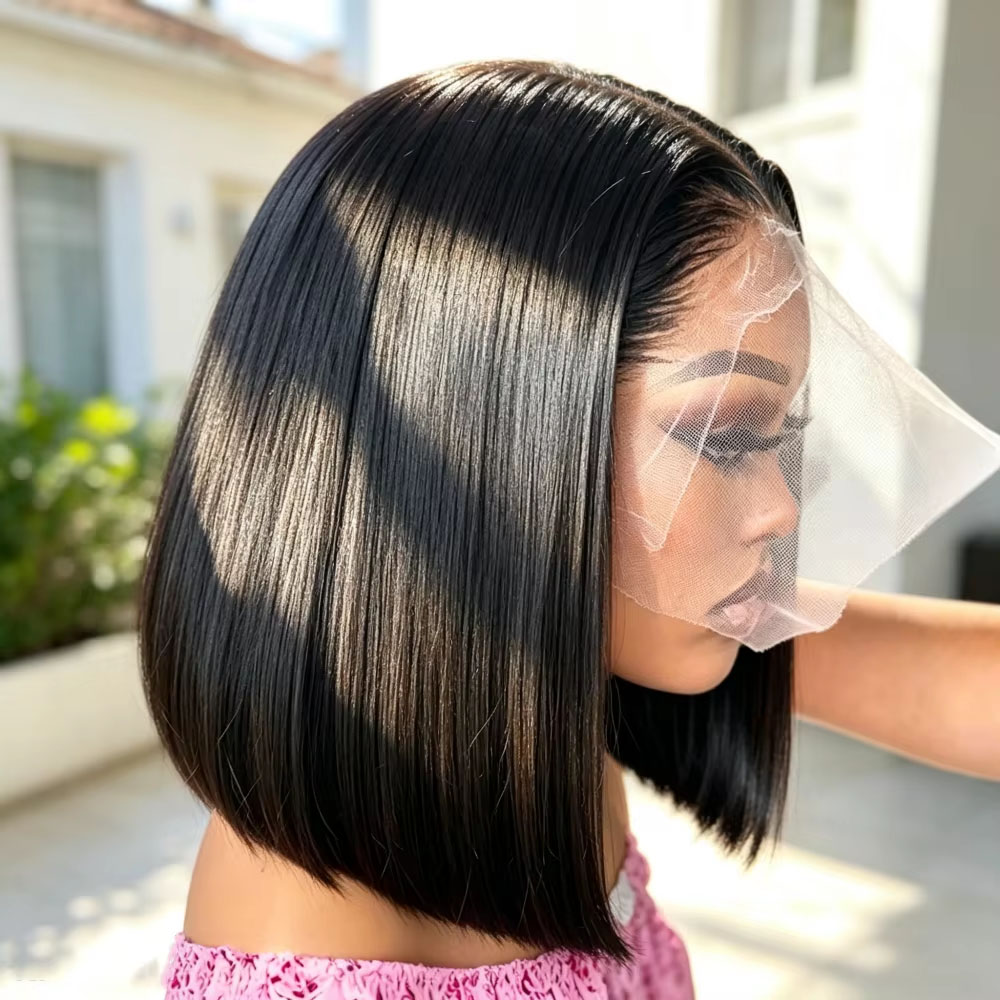 Pre Parted 13X4 Lace Front Bob Wig - باروكات شعر مستقيمة بواجهة دانتيل شفافة